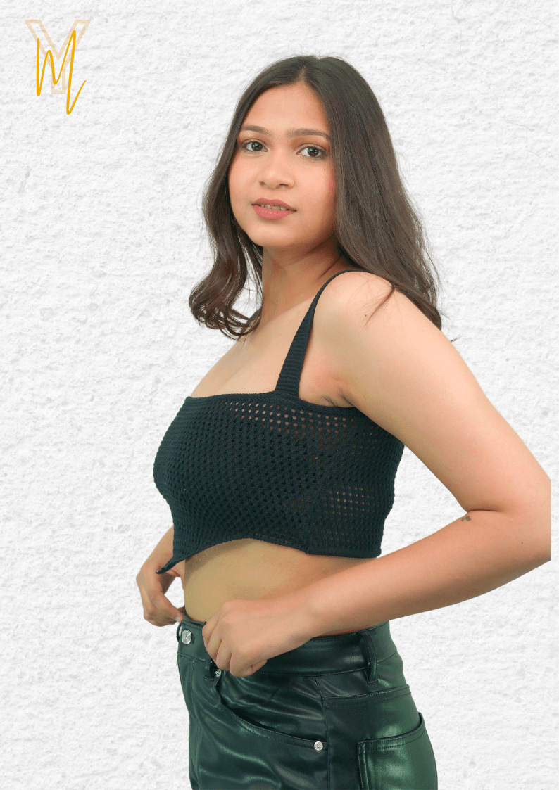 Tank Crop Top Black - Yellow Molly