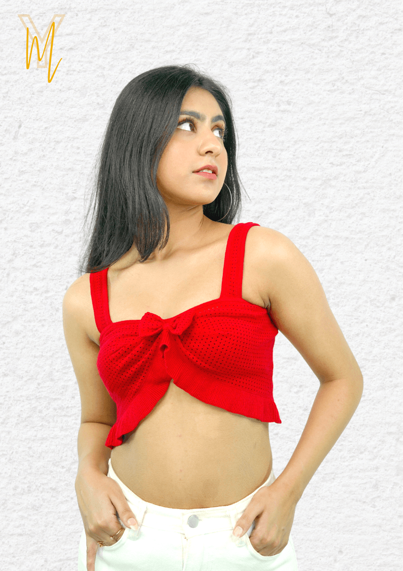 Red Crochet Crop Top - Yellow Molly