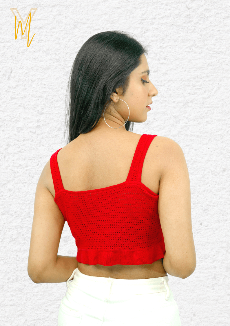 Red Crochet Crop Top - Yellow Molly