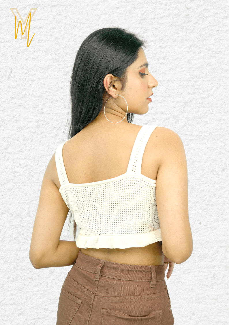 Beige Crochet Crop Top - Yellow Molly