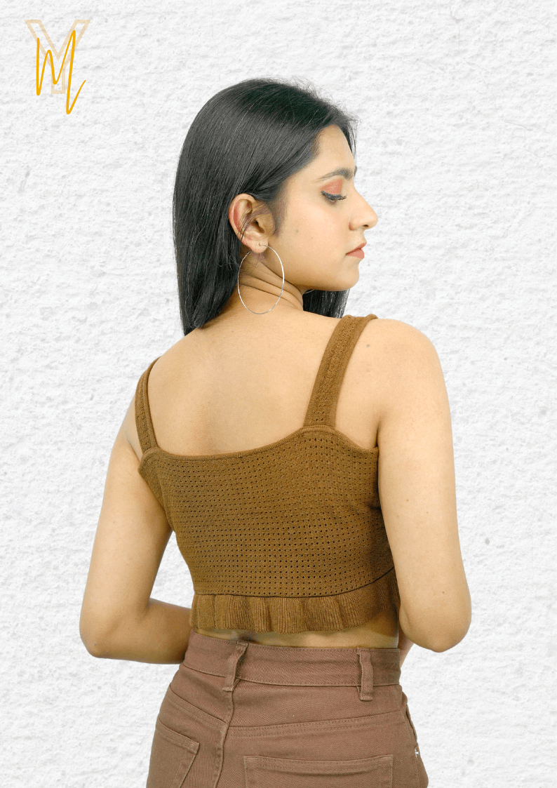 Brown Crochet Crop Top - Yellow Molly