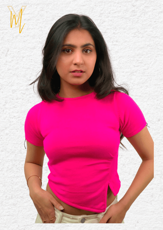 Asymmetric crop top Pink - Yellow Molly