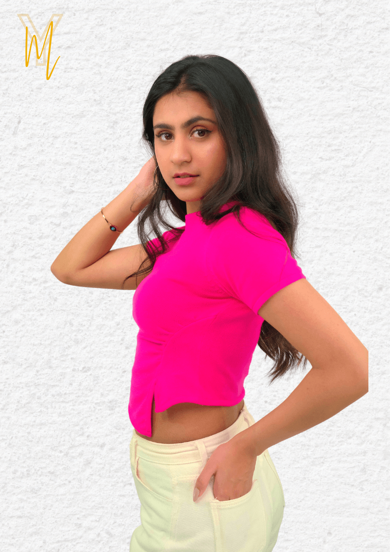 Asymmetric crop top Pink - Yellow Molly