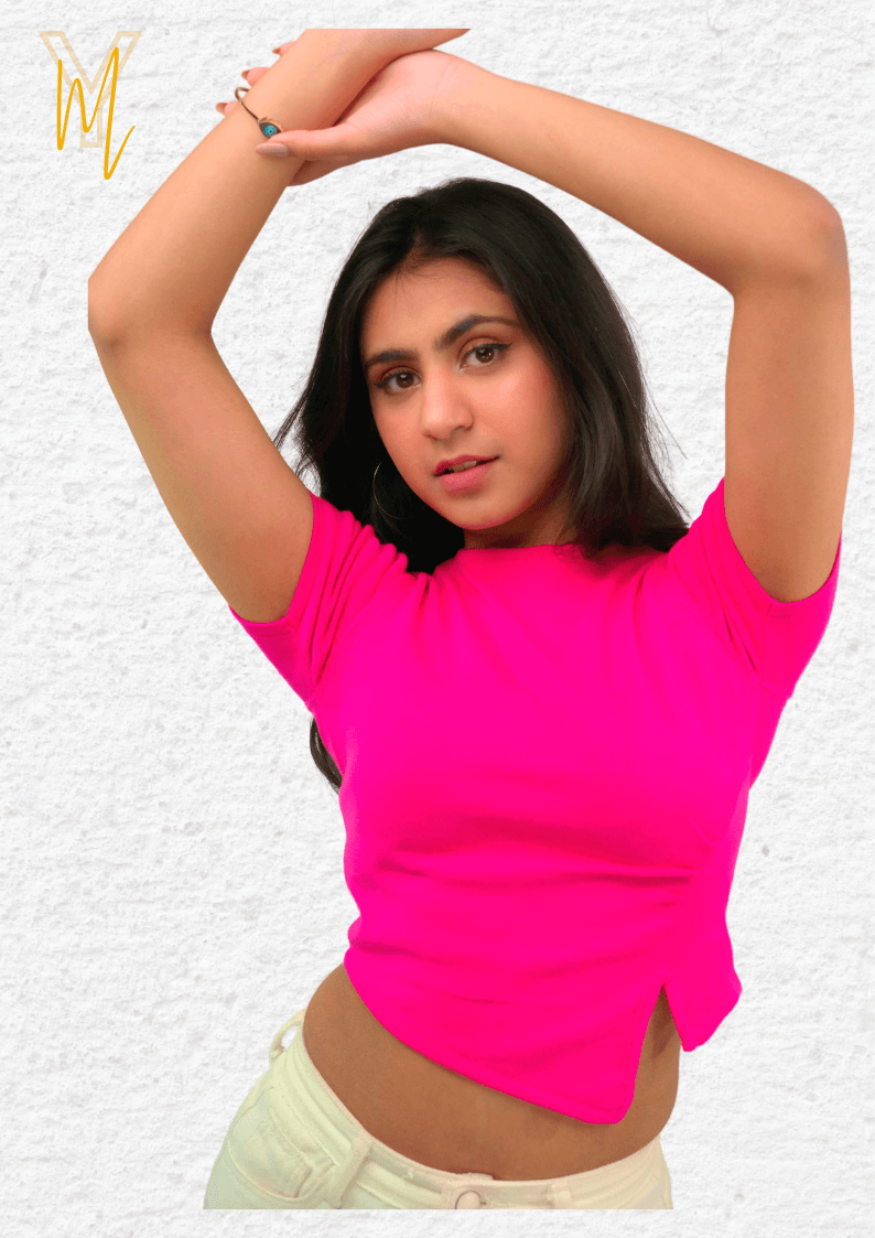 Asymmetric crop top Pink - Yellow Molly