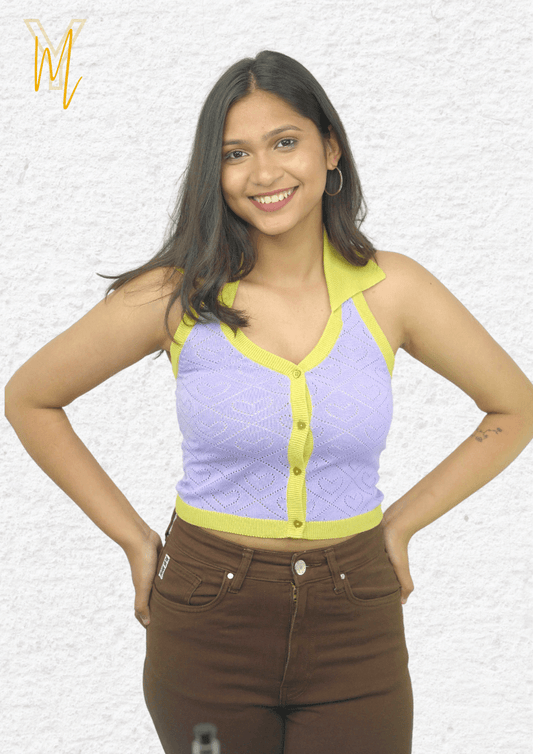 Nautical Polo Top Lavender - Yellow Molly