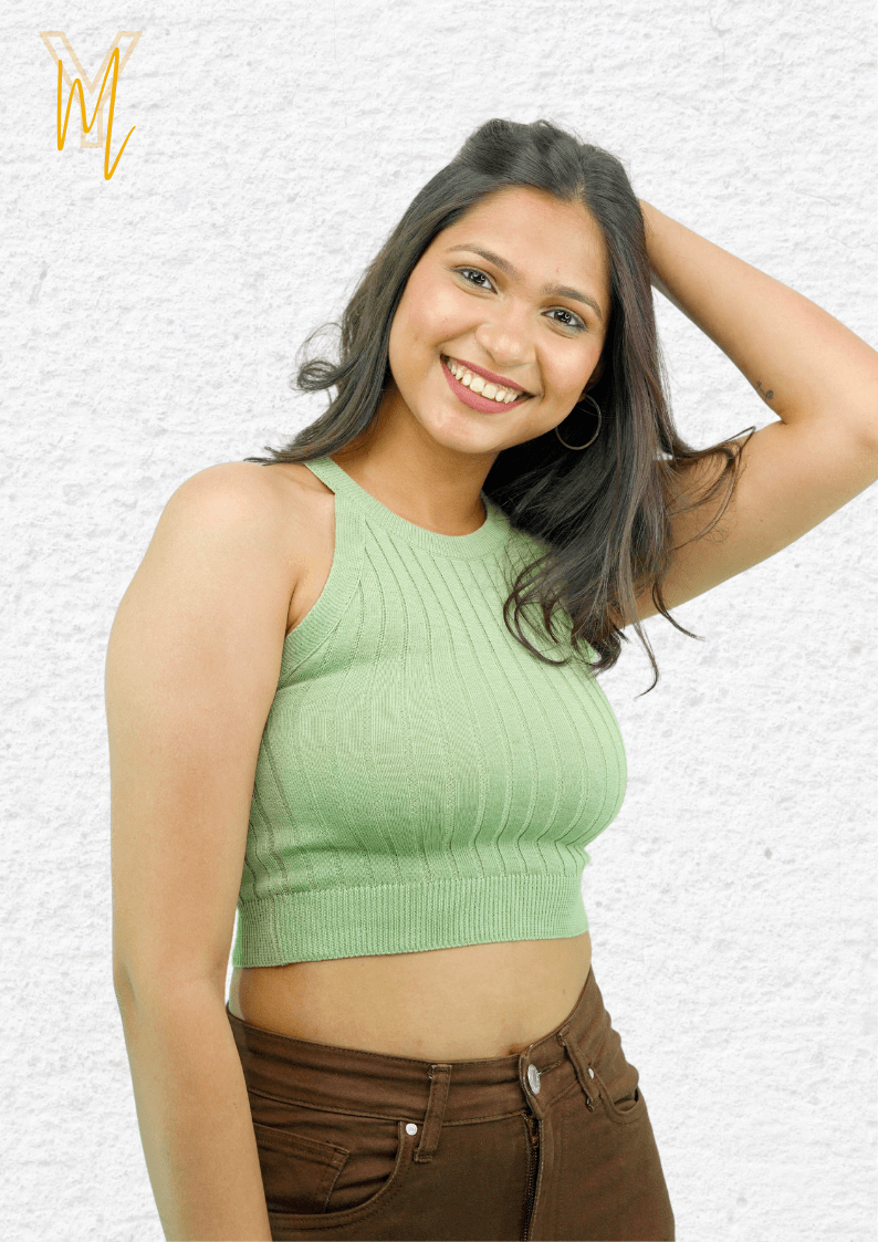 Ribbed Halter Neck Top Green - Yellow Molly