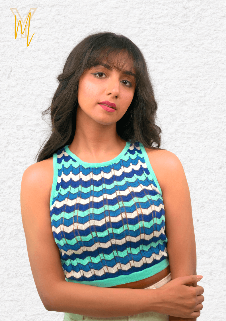 Blue Multicolor Vest Top - Yellow Molly