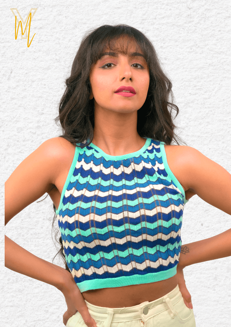 Blue Multicolor Vest Top - Yellow Molly