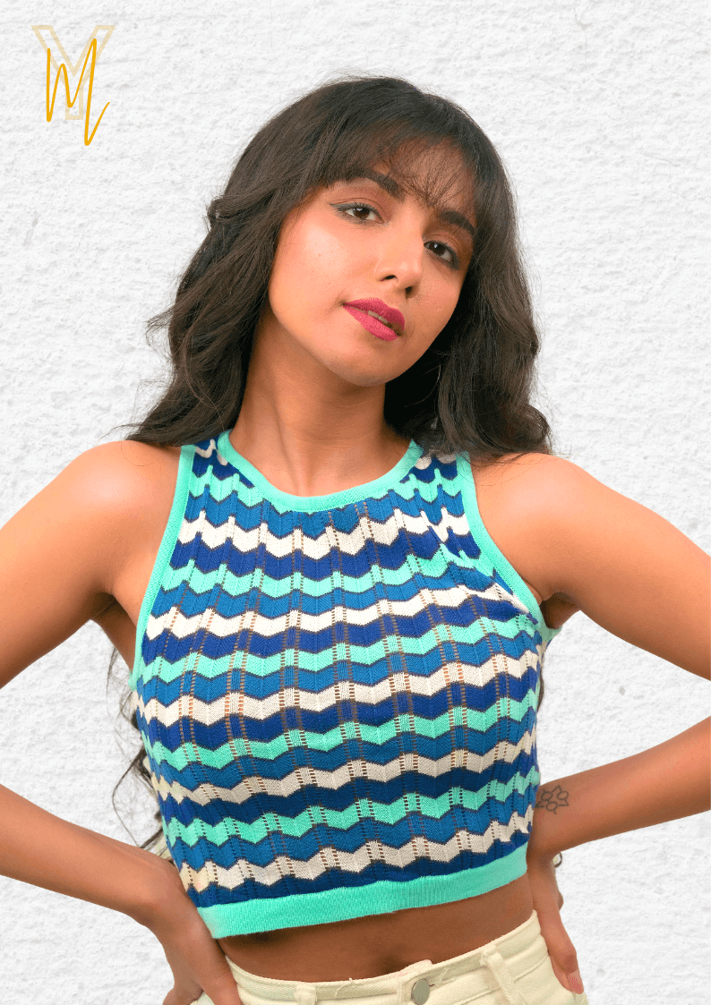 Blue Multicolor Vest Top - Yellow Molly