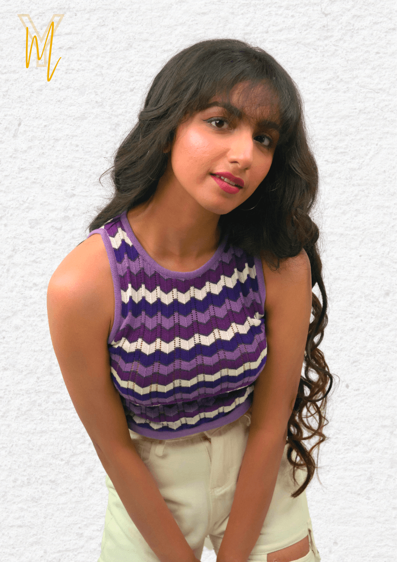 Purple Multicolor Vest Top - Yellow Molly