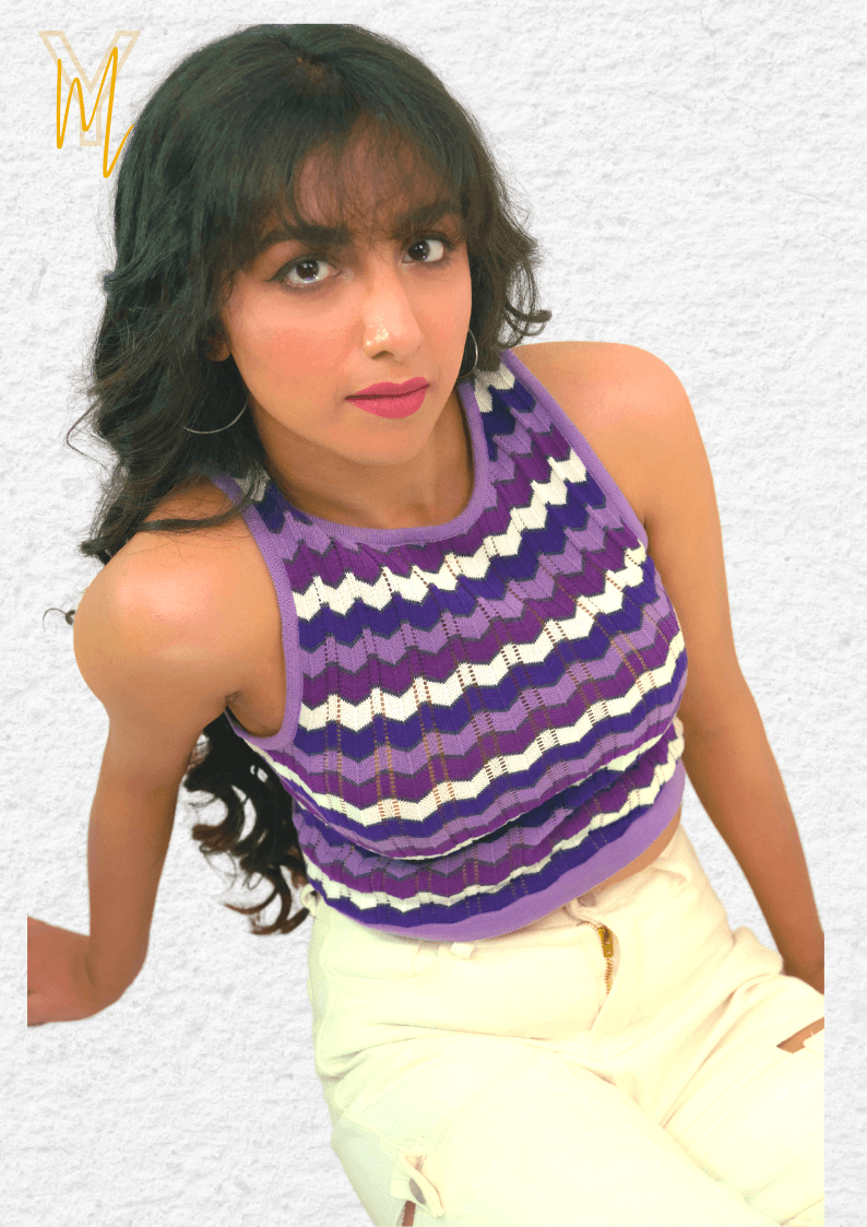 Purple Multicolor Vest Top - Yellow Molly