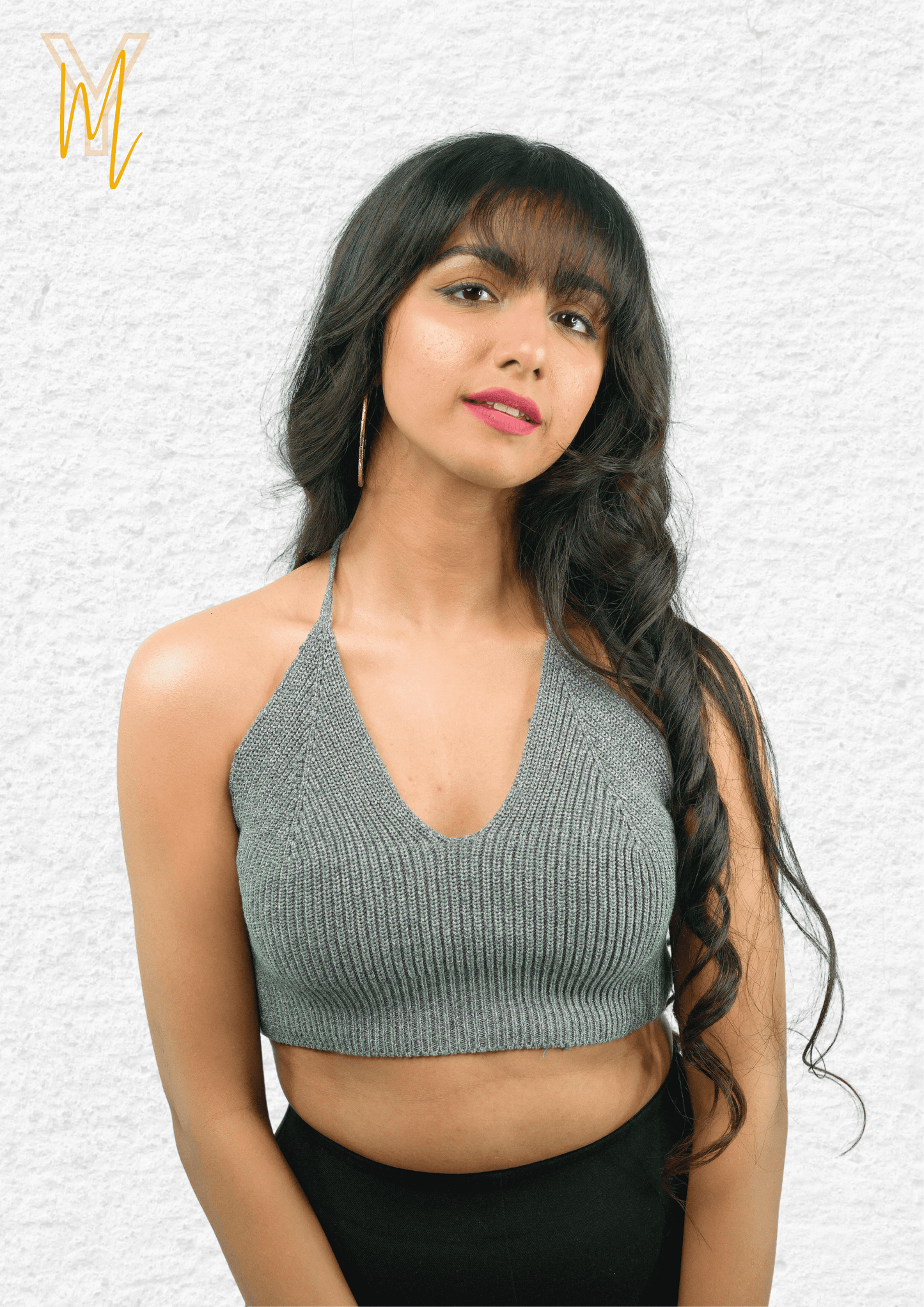 Grey Halter Top - Yellow Molly