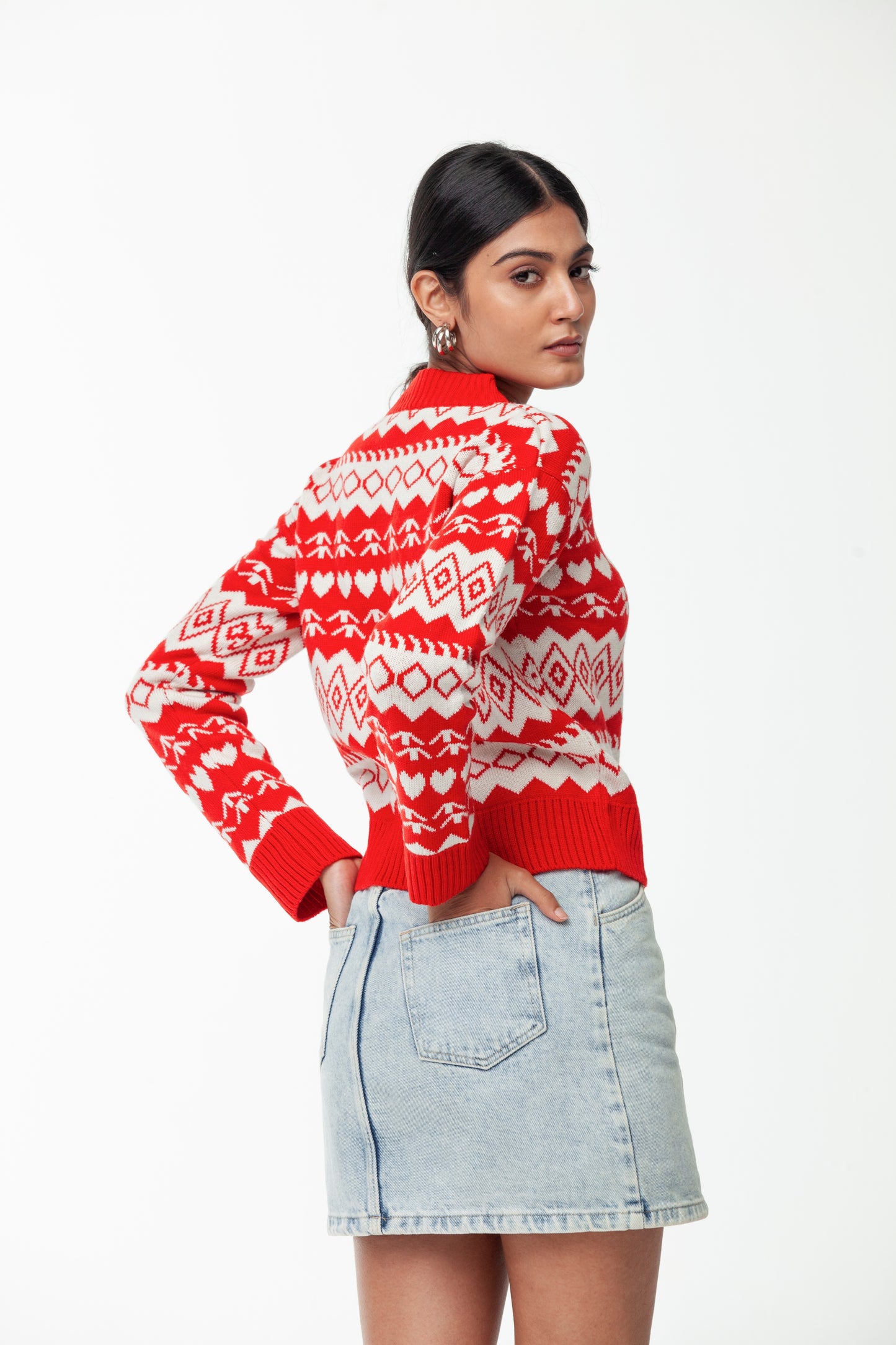 RED JACQUARD XMAS SWEATER