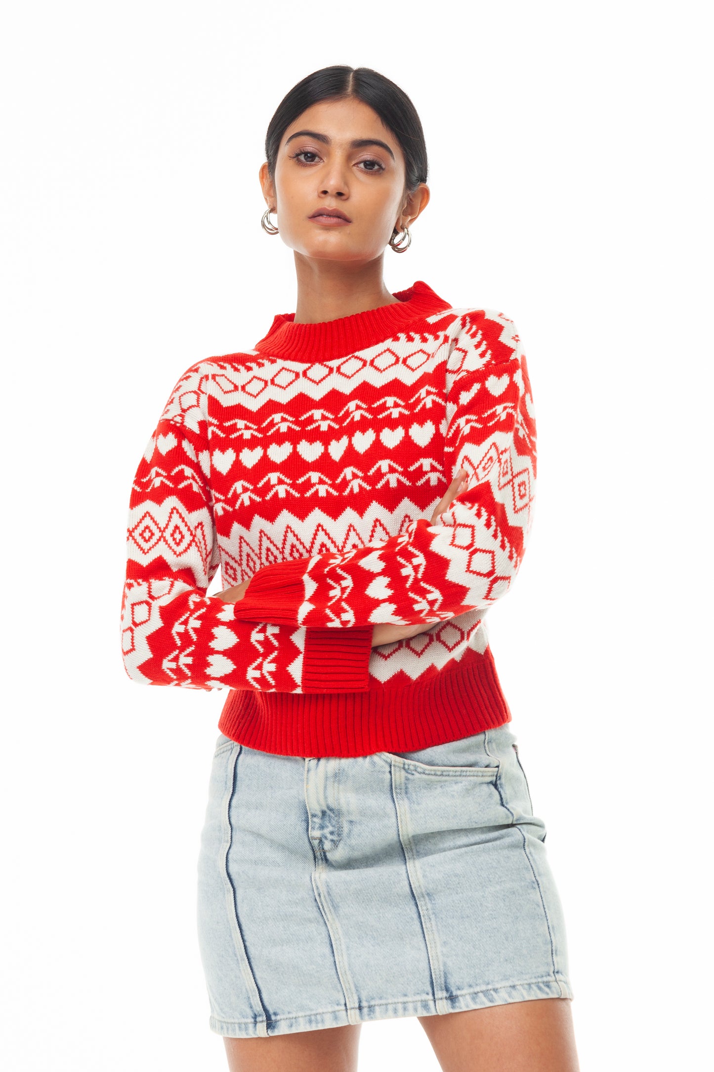 RED JACQUARD XMAS SWEATER