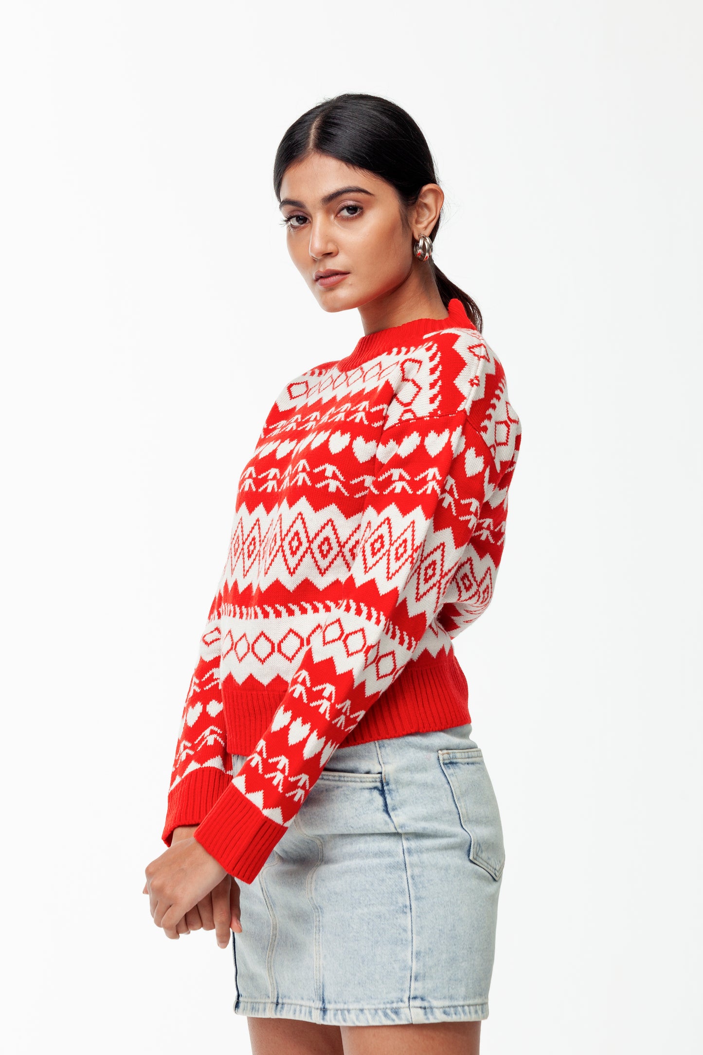 RED JACQUARD XMAS SWEATER